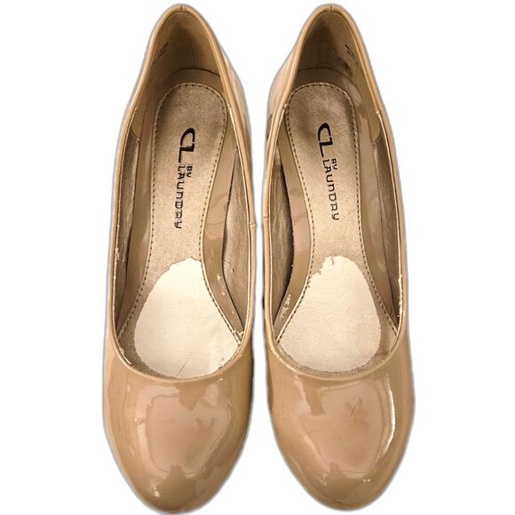 CL by Laundry Nima Patent Leather Nude Wedge Pumps Size 7 - Picture 4 of 7